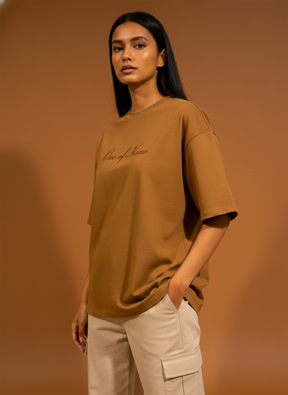 One of None Muted Mocha boxy Oversized Tee