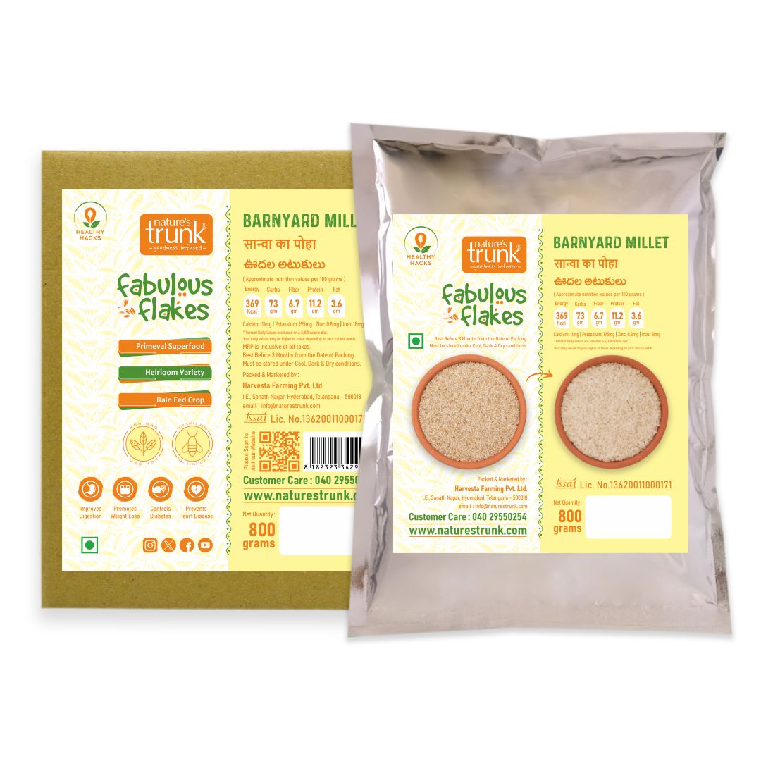 Nature’s Trunk Barnyard Millet Flakes 800g – gluten-free cereal, buy barnyard millet flakes online for breakfast