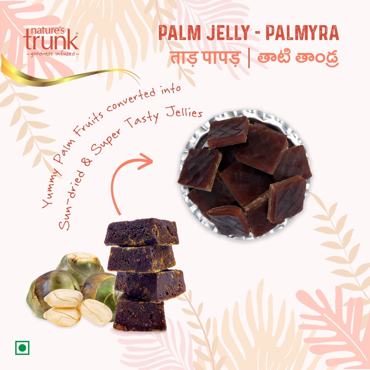 Nature’s Trunk 750g palm jelly jar angled view – premium palm jelly to buy palm jelly online for sweet desserts and drinks
