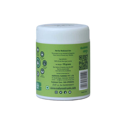 Moringa Leaf Powder with natural green color — nutrient-rich Munagaku Podi supporting immunity, digestion, and energy for daily wellness.