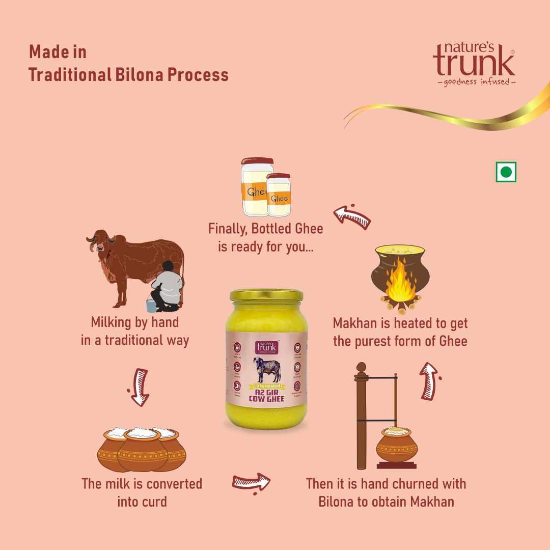 Glass jar of organic cow ghee with rich golden clarity, premium quality for healthy cooking and cow ghee online