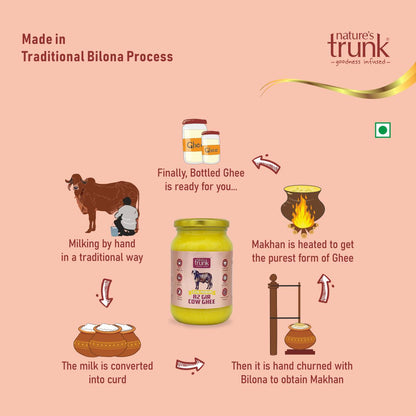 Glass jar of organic cow ghee with rich golden clarity, premium quality for healthy cooking and cow ghee online