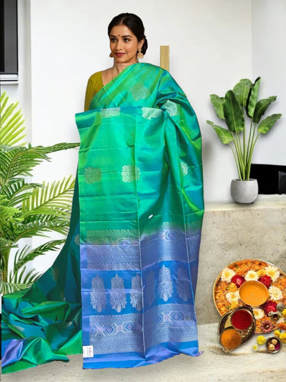 PURE SOFT SILK SEAGREEN SARI - pochampallysarees.com