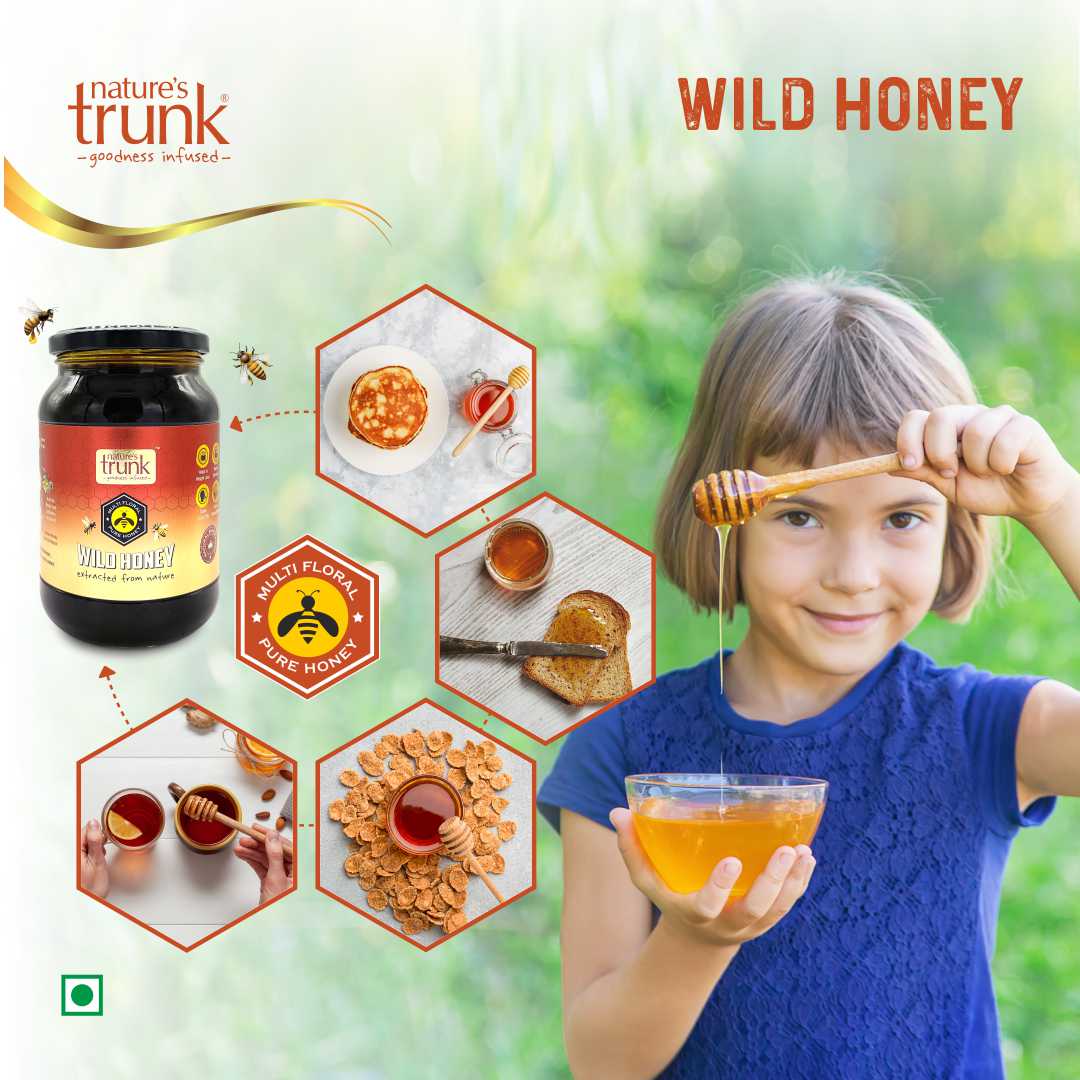 Close-up of wild forest honey showing rich golden texture in a jar, pure organic taste perfect for honey online purchase