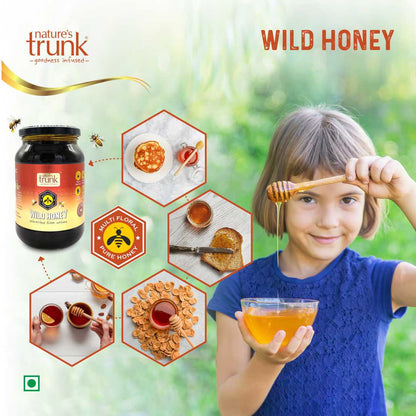 Close-up of wild forest honey showing rich golden texture in a jar, pure organic taste perfect for honey online purchase