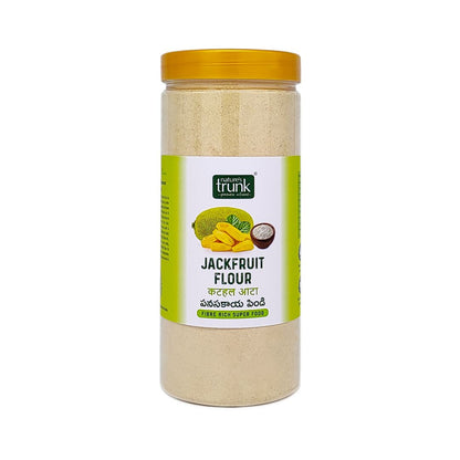 Front view of Raw Jackfruit Flour 600g pack — premium quality raw jackfruit flour for low-GI recipes. Buy raw jackfruit online for healthy lifestyle choices.