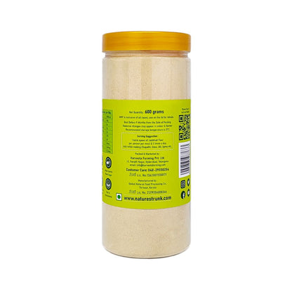 Back view of Raw Jackfruit Flour pack showing product details and usage information — healthy raw jackfruit flour available to buy raw jackfruit online.
