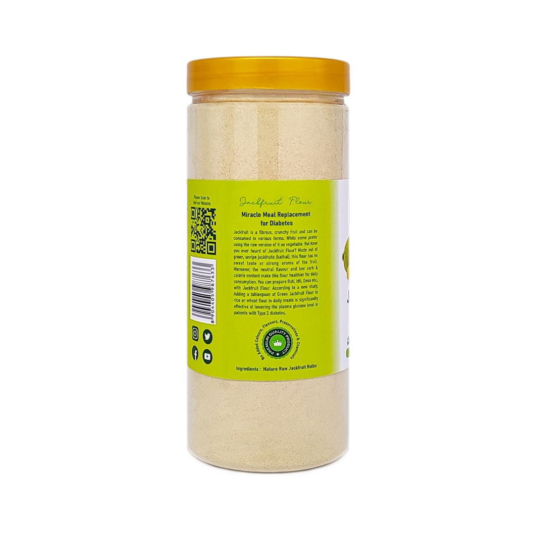 Alternate side view of Raw Jackfruit Flour pack highlighting premium quality raw jackfruit flour — ideal for wholesome recipes and healthy diets.