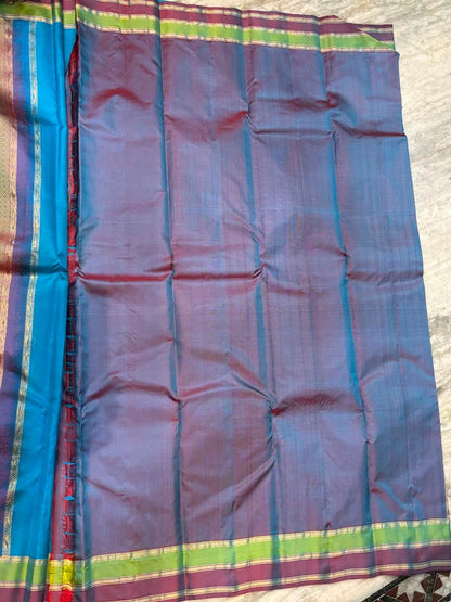 Sky Blue Soft Kubera Silk Saree with Silver Zari Floral Motifs & Rich Contrast Pallu | Traditional Festive & Wedding Wear Saree for Women with Blouse Piece - pochampallysarees.com