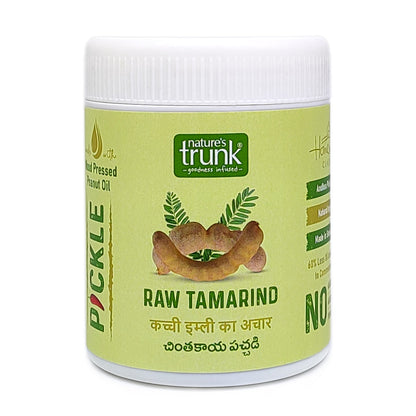 Nature’s Trunk raw tamarind pickle jar with natural spices and wood pressed oil, traditional tamarind pickle