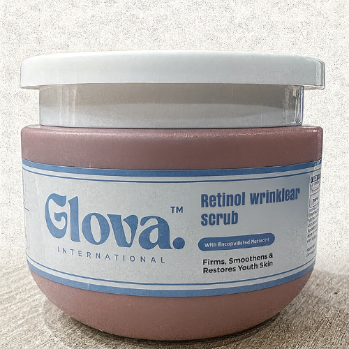 100% Natural Retinol Wrinklear Scrub | Glova International Retinol Wrinklear Scrub with Encapsulated Retinol Firms, Smoothens & Restores Youth Skin
