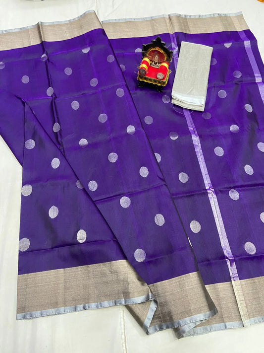 UPPADA PATTU SILVER BORDER SAREE - pochampallysarees.com
