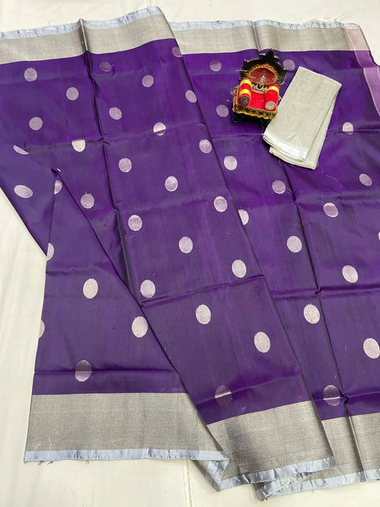 UPPADA PATTU SILVER BORDER SAREE - pochampallysarees.com