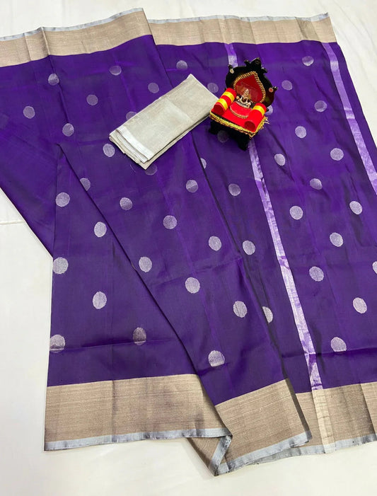UPPADA PATTU SILVER BORDER SAREE - pochampallysarees.com