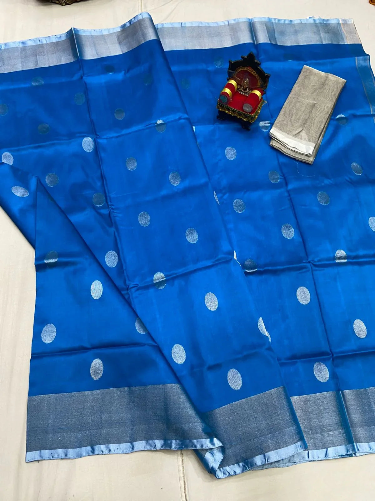 UPPADA PATTU SILVER BORDER SAREE - pochampallysarees.com