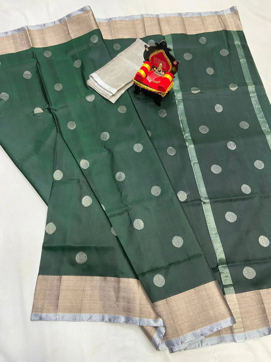 UPPADA PATTU SILVER BORDER SAREE - pochampallysarees.com