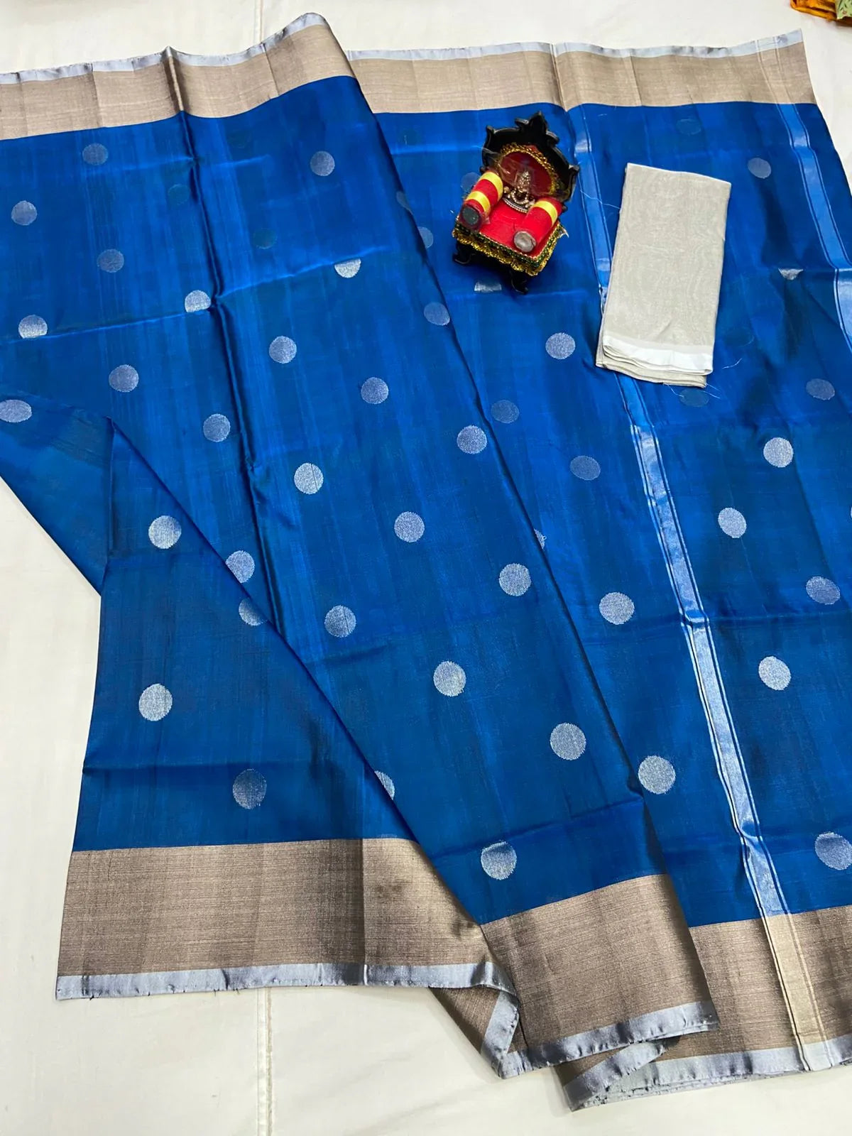 UPPADA PATTU SILVER BORDER SAREE - pochampallysarees.com
