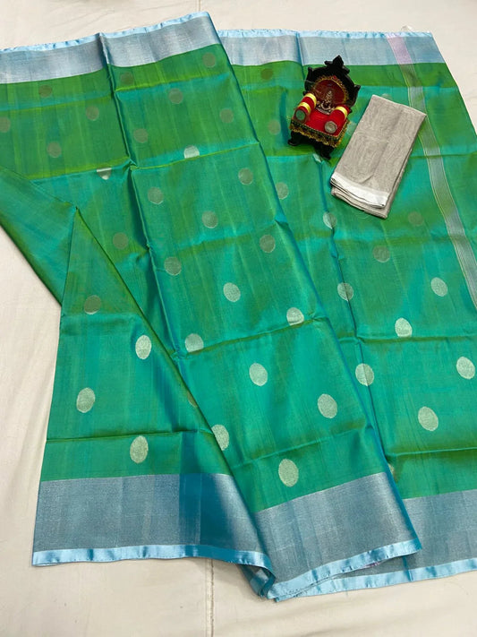 UPPADA PATTU SILVER BORDER SAREE - pochampallysarees.com