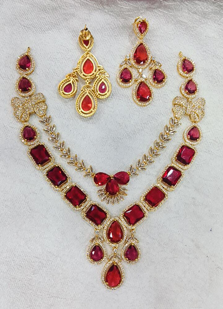 designer neckset with pink stone just 1799