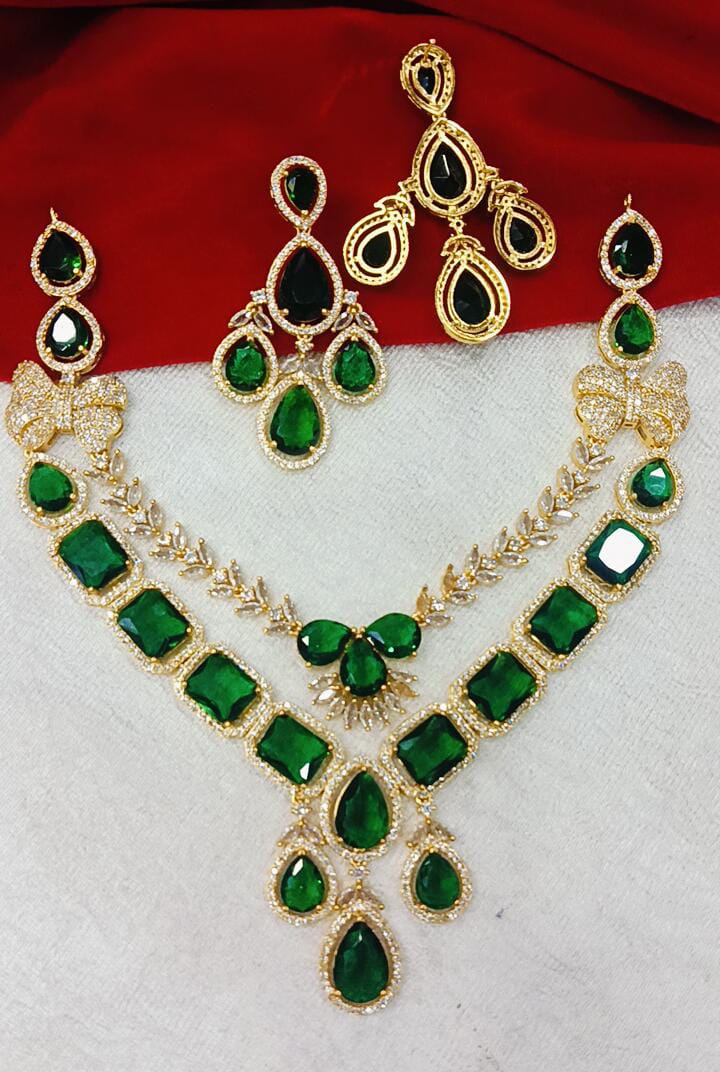 designer neckset with green stone just 1799