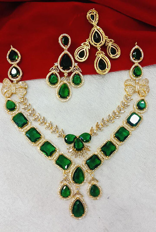 designer neckset with green stone just 1799