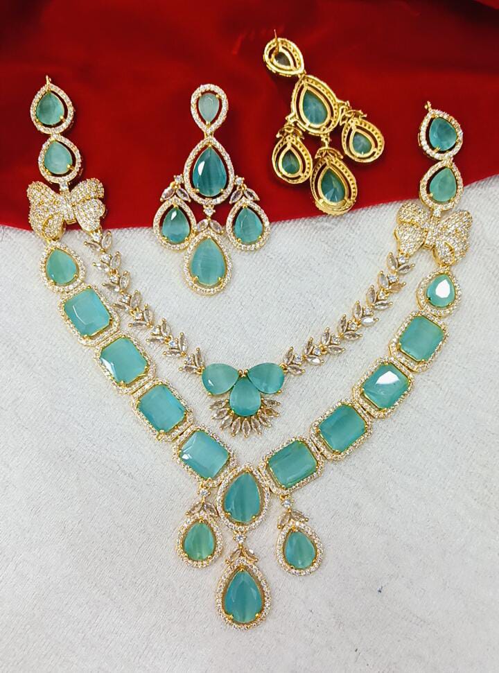 designer neckset with pastal green stone just 1799