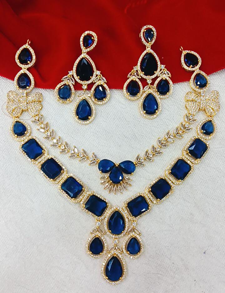 designer neckset with navy blue stone just 1799