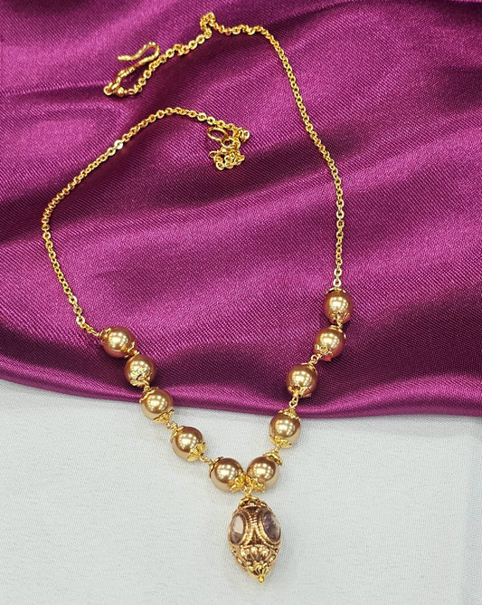 Golden Swarovski  with nakshi ball Mala just 450