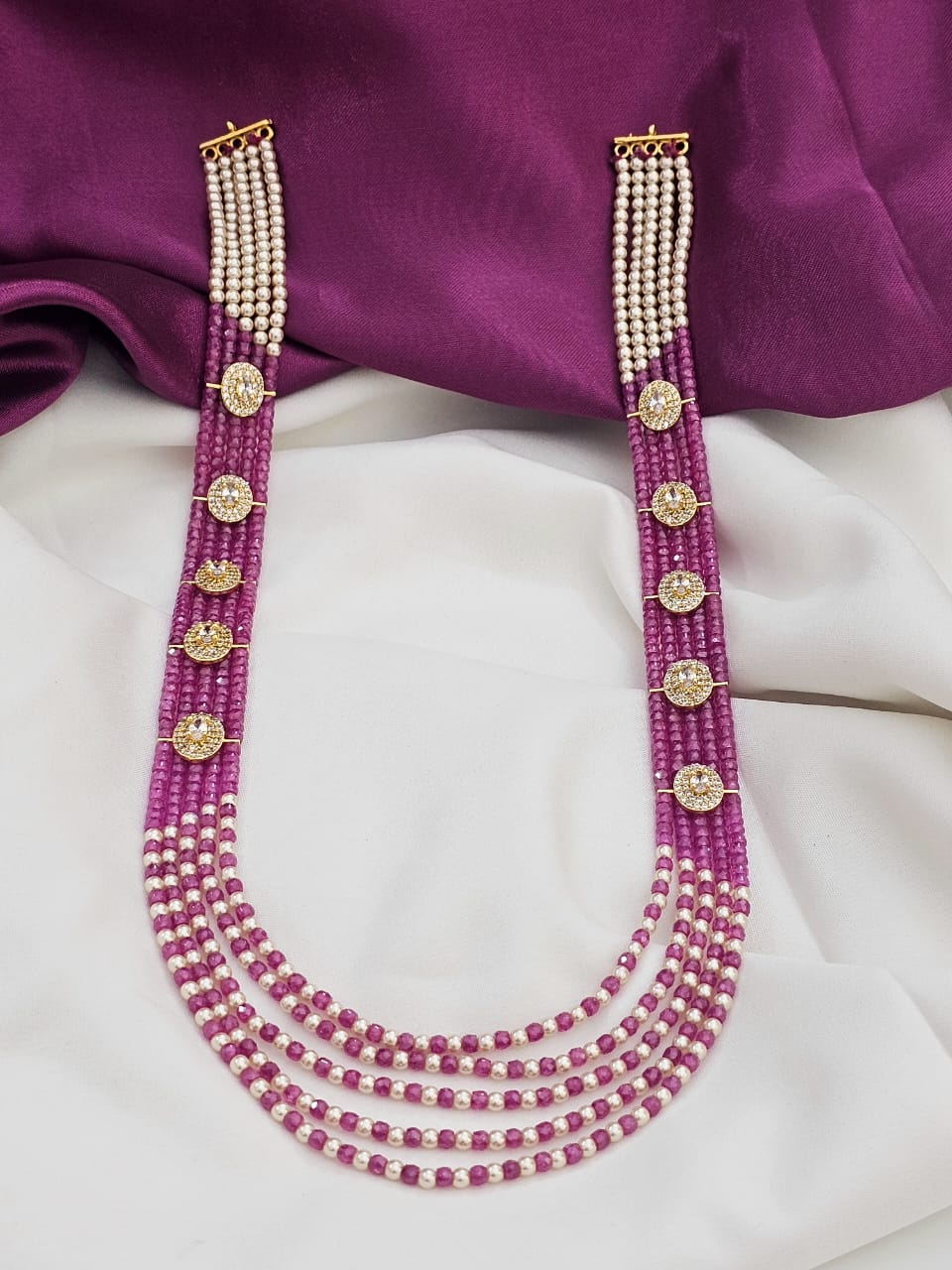 Real czs and Swarovski Mala with pink hand made 2499