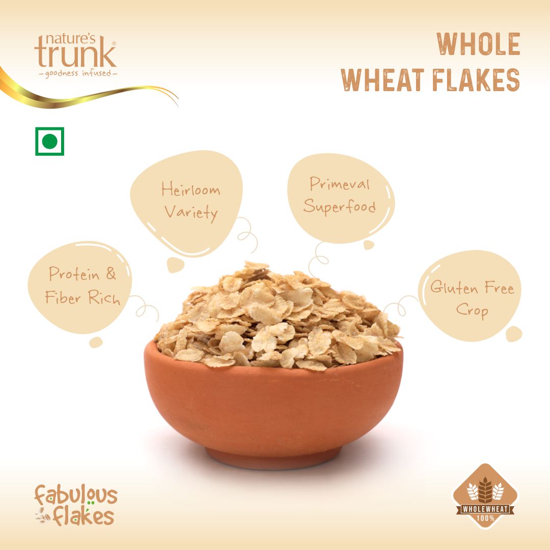 Nature’s Trunk Whole Wheat Millet Flakes 350g pack front healthy breakfast – whole wheat millet flakes