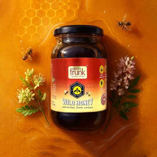 Feature image of wild forest honey with rich golden color, pure and organic, perfect for daily healthy use