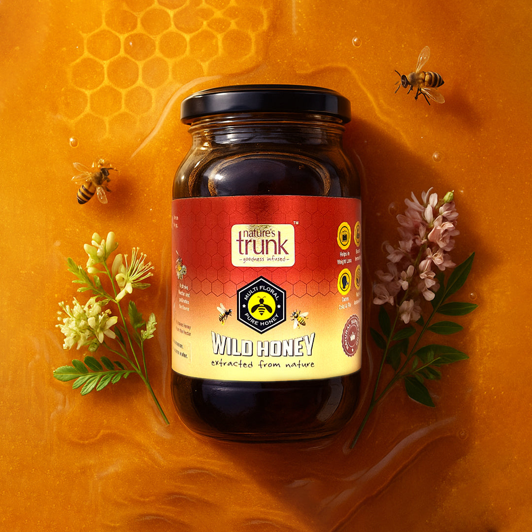 Feature image of wild forest honey with rich golden color, pure and organic, perfect for daily healthy use