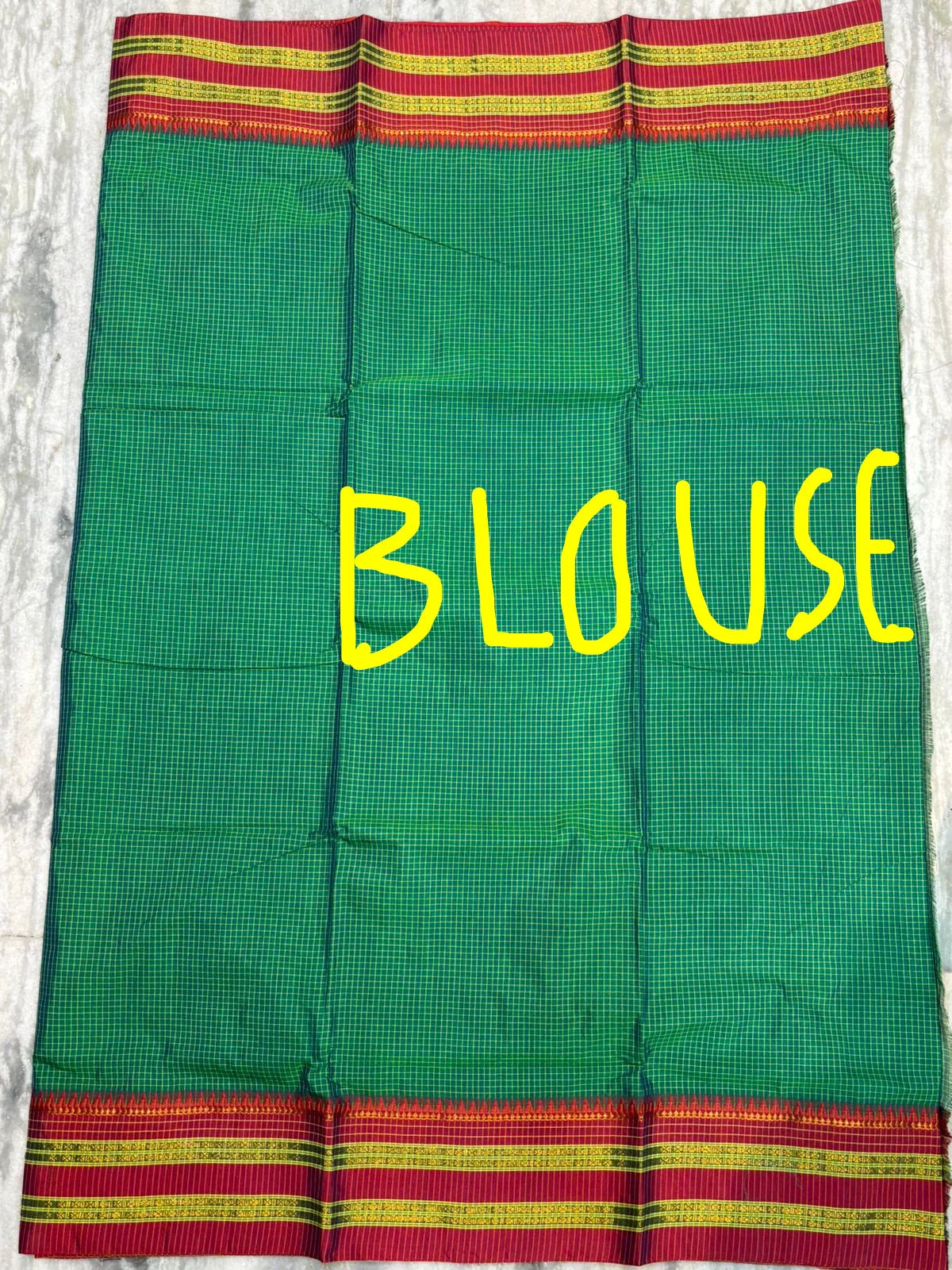 Authentic Pure Gadwal Silk Saree in Emerald Green with Contrasting Red Zari Border & Rich Striped Pallu - pochampallysarees.com