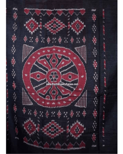 IKKAT TEMPLE BLUE COLOUR - pochampallysarees.com