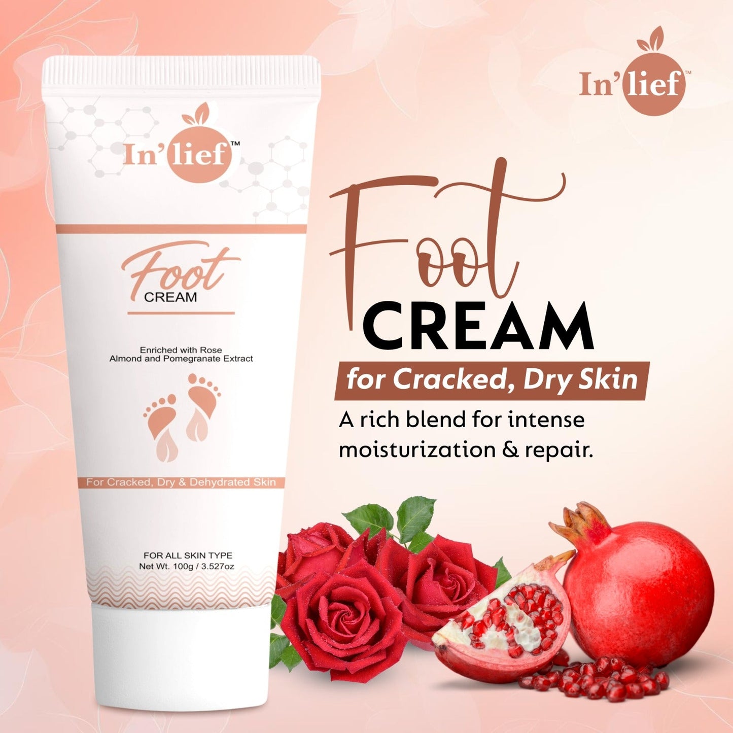 Deep Moisturizing Foot Cream with Shea Butter & Pomegranate Extract – Softens Dry, Cracked Heels | Non-Greasy, Fast Absorbing | Nourishing Daily Foot Care