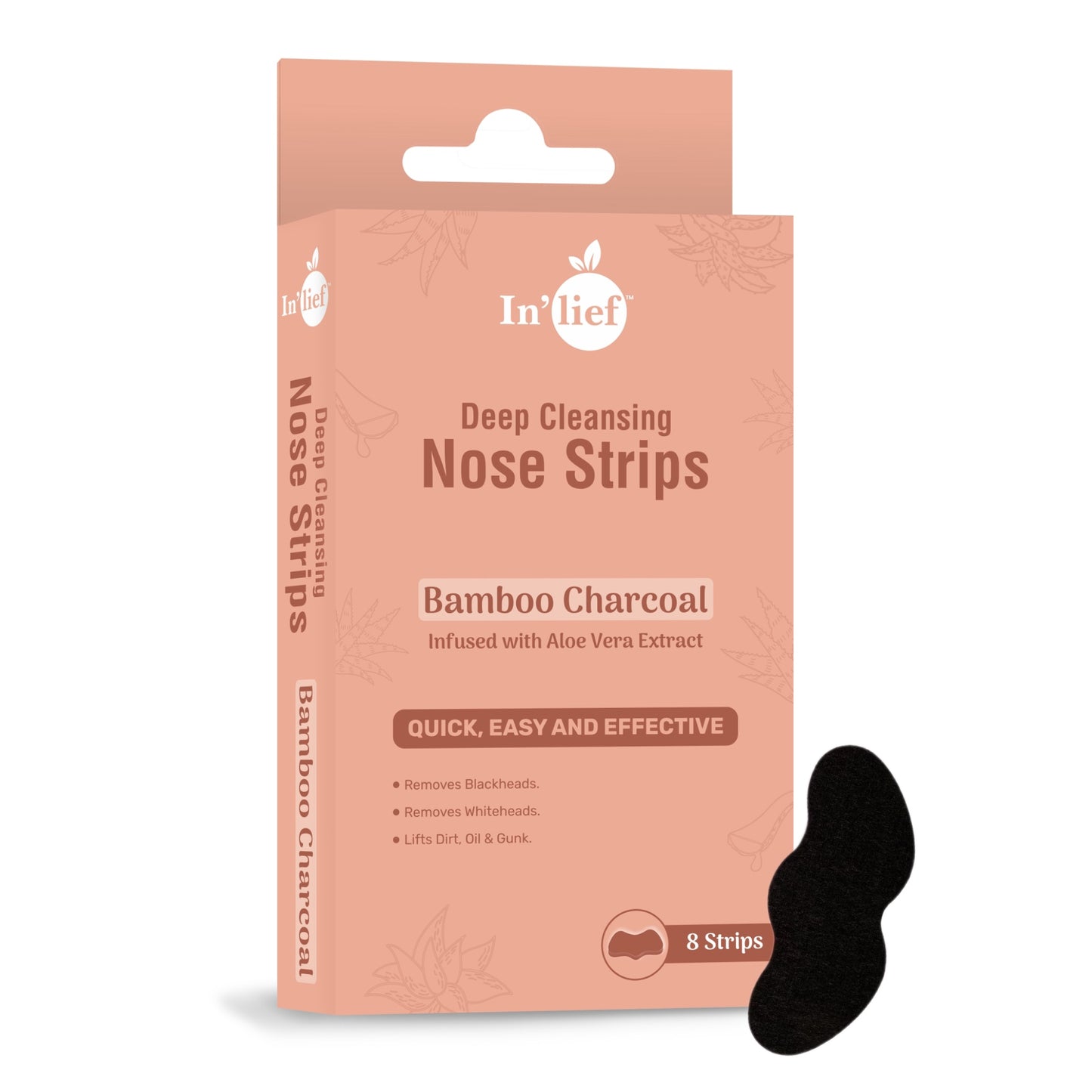 Deep Cleansing Nose Strips | Bamboo Charcoal | Blackhead & Whitehead Remover with Aloe Vera (Pack of 8)