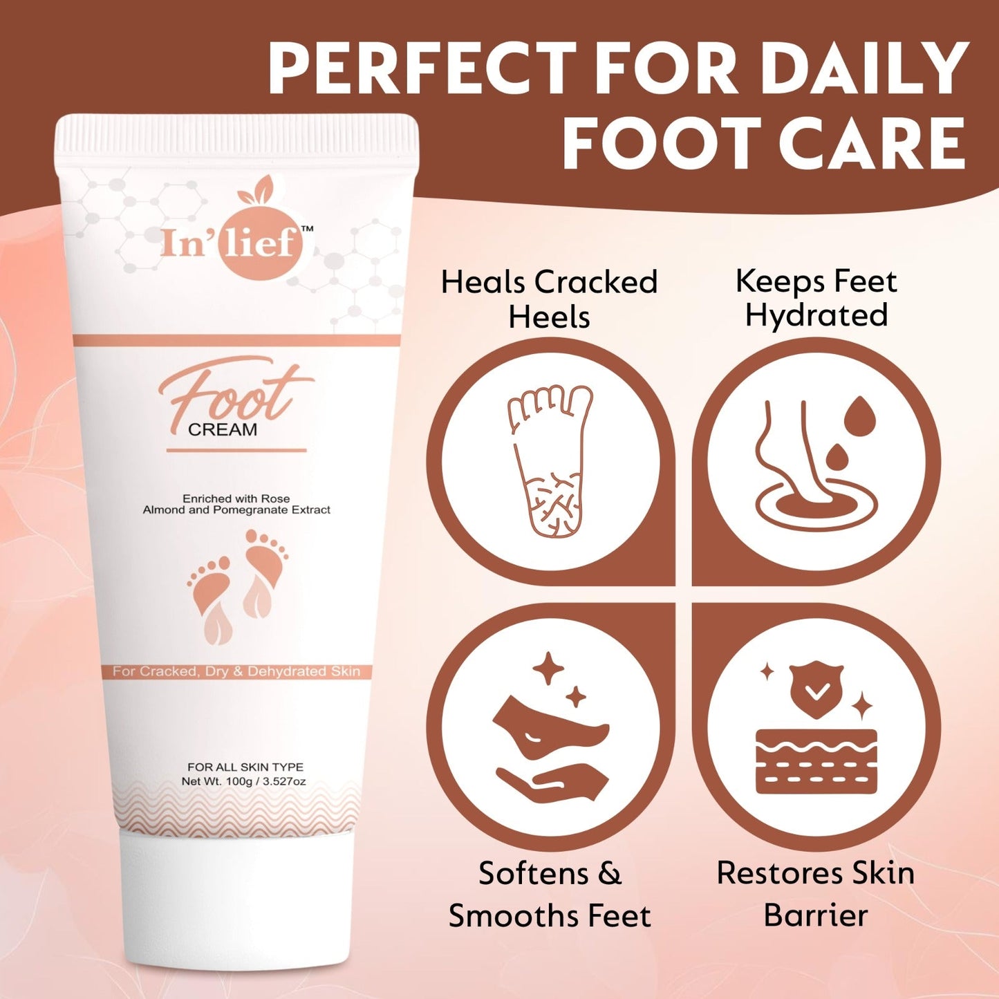 Deep Moisturizing Foot Cream with Shea Butter & Pomegranate Extract – Softens Dry, Cracked Heels | Non-Greasy, Fast Absorbing | Nourishing Daily Foot Care