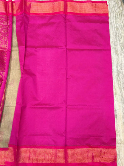 Pure Kuppadam Silk Cotton Saree with Traditional Zari Motifs and Contrast Border | Handwoven Sico Saree for Festivals & Weddings - pochampallysarees.com