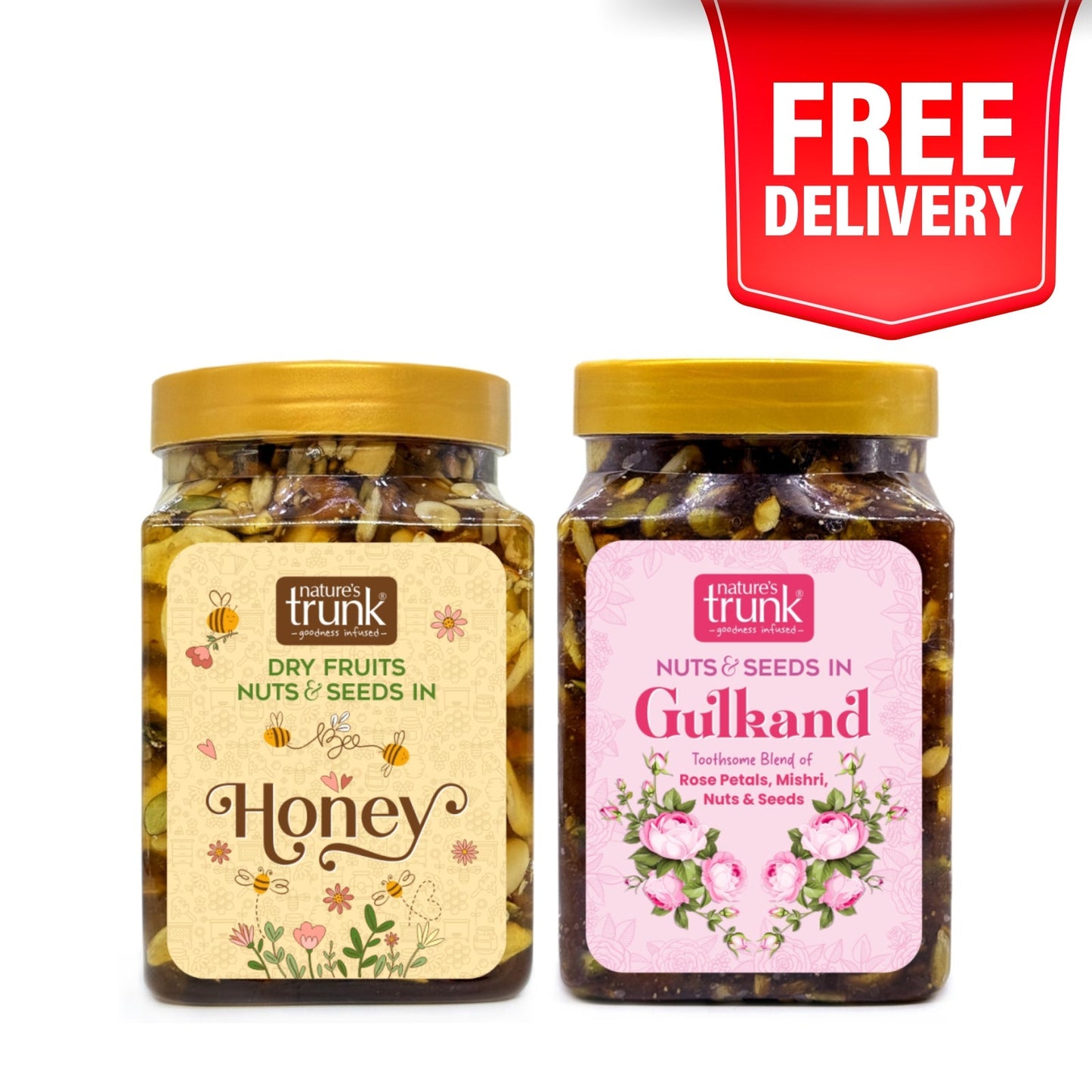Combo Offer - Nuts & Seeds in Gulkand + Dry Fruits, Nuts & Seeds Soaked in Honey