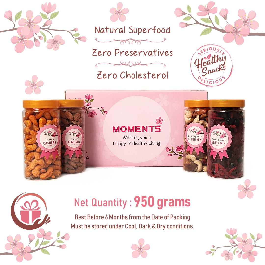 Moments - Festive Gift Hamper - Berries, Super Mix, Flavoured Cashew & Almonds