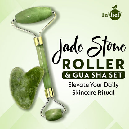 Jade Roller & Gua Sha Combo | Natural Facial Massage Tool for Youthful Skin