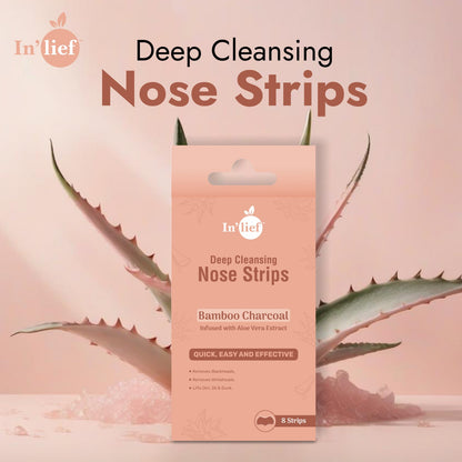 Deep Cleansing Nose Strips | Bamboo Charcoal | Blackhead & Whitehead Remover with Aloe Vera (Pack of 8)