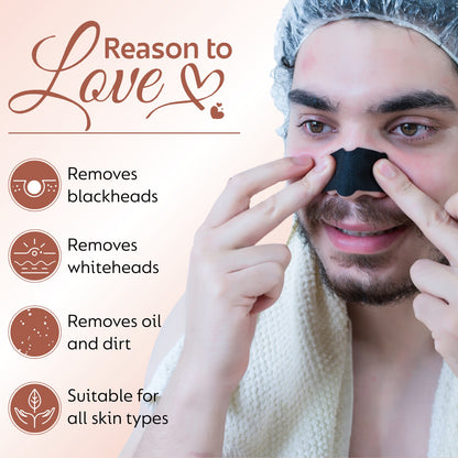 Deep Cleansing Nose Strips | Bamboo Charcoal | Blackhead & Whitehead Remover with Aloe Vera (Pack of 8)