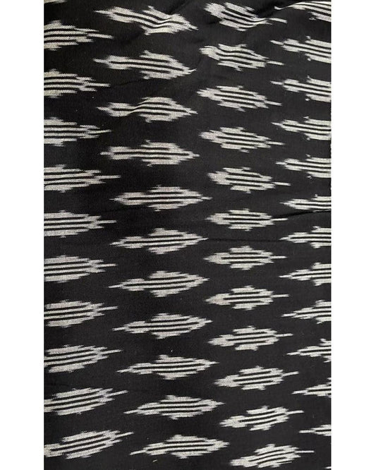 POCHAMPALLY IKAT COTTON BLACK COLOR FABRIC - pochampallysarees.com