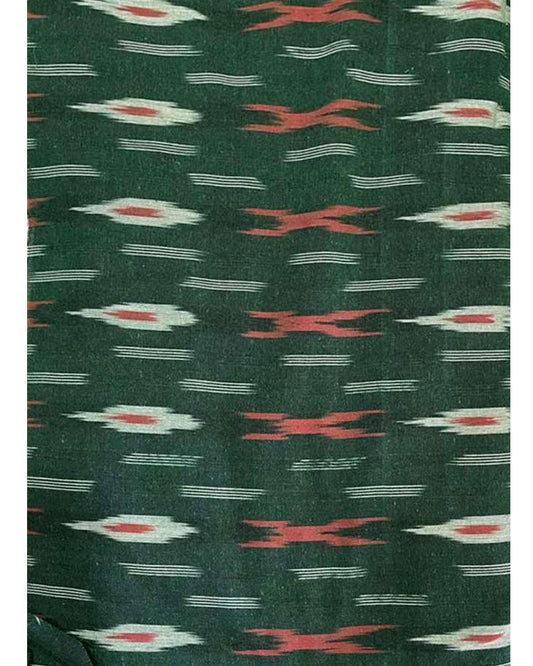 POCHAMPALLY IKAT COTTON GREEN COLOR FABRIC - pochampallysarees.com