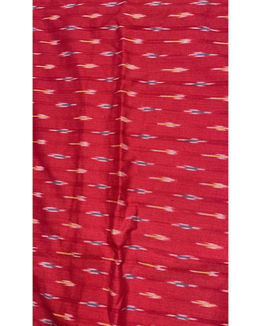 POCHAMPALLY IKAT COTTON RED COLOR FABRIC - pochampallysarees.com