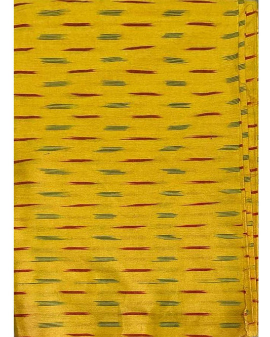 POCHAMPALLY IKAT COTTON YELLOW COLOR FABRIC - pochampallysarees.com