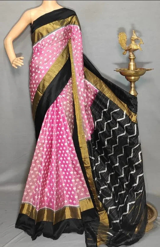 POCHAMPALLY IKAT SILK PINK SARi - pochampallysarees.com