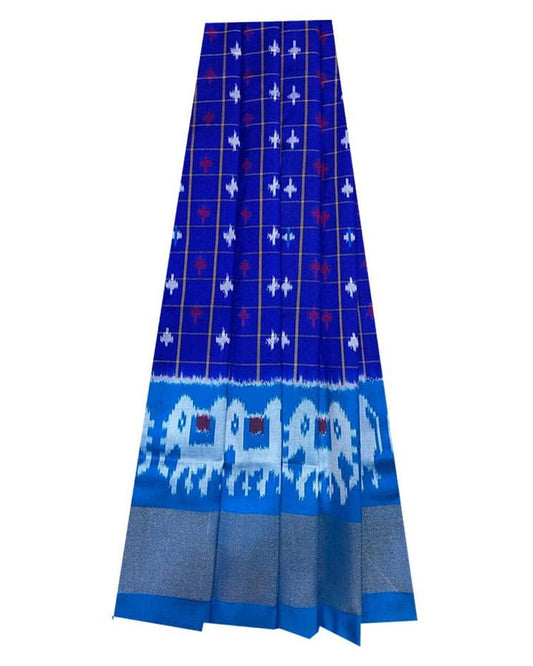 POCHAMPALLY IKKAT KIDS BLUE WITH ANANDA BLUE COLOR LEHENGA - pochampallysarees.com