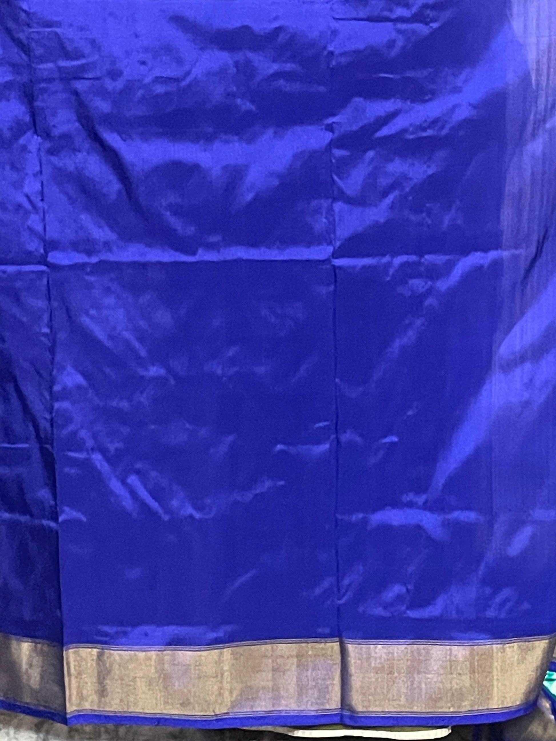 Pochampally Ikkat Silk Ananda Blue Sari - pochampallysarees.com